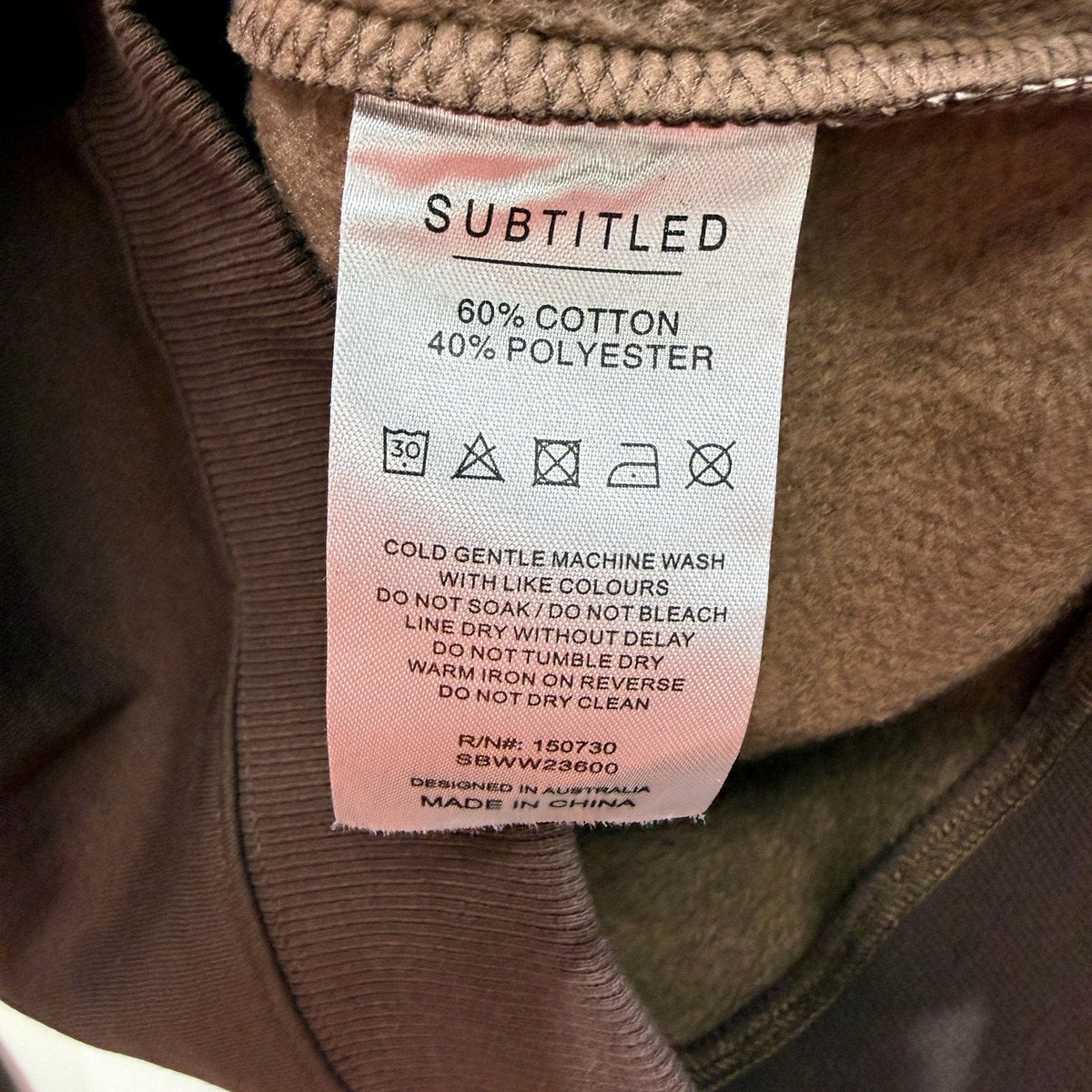 Subtitled Womens Quarter Zip Sweatshirt Brown Lightweight Casual Size XS NEW