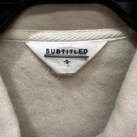 Subtitled Womens Beige Pullover Sweatshirt Casual Cotton Blend S Size NEW