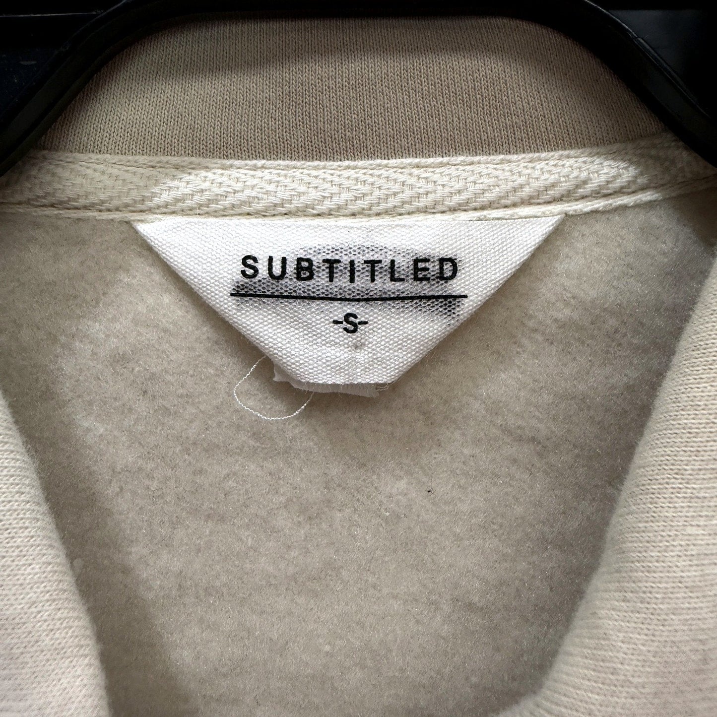 Subtitled Womens Beige Pullover Sweatshirt Casual Cotton Blend S Size NEW