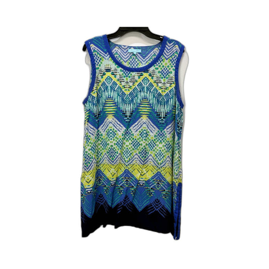 Multi Color Illusion Womens Abstract Print Sleeveless Top Rayon Size M