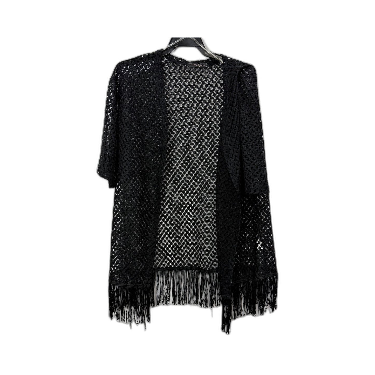 Minx & Moss Womens Fringed Lace Boho Cardigan in Black, Size S/M