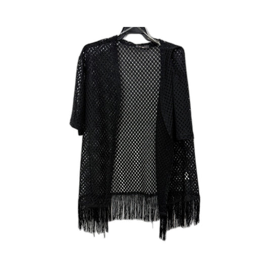 Minx & Moss Womens Fringed Lace Boho Cardigan in Black, Size S/M