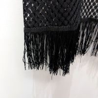 Minx & Moss Womens Fringed Lace Boho Cardigan in Black, Size S/M