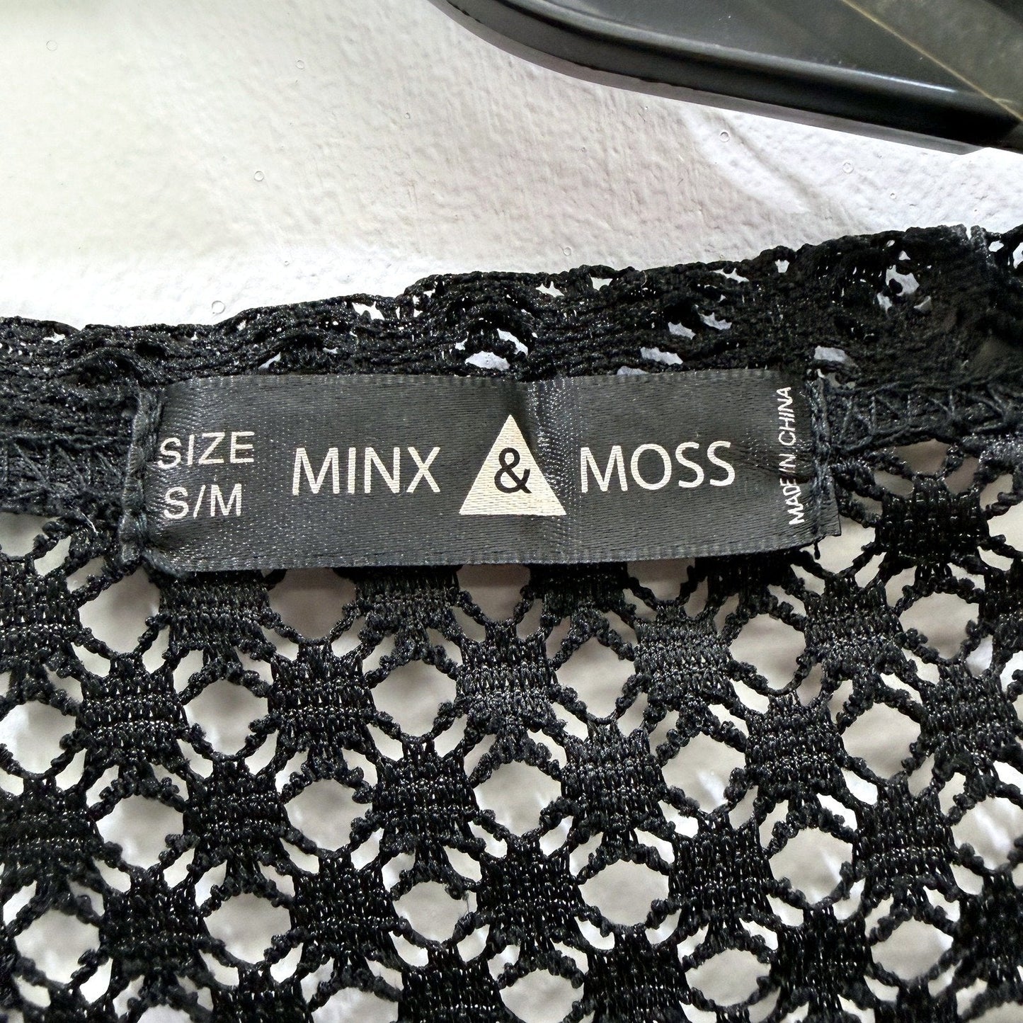 Minx & Moss Womens Fringed Lace Boho Cardigan in Black, Size S/M