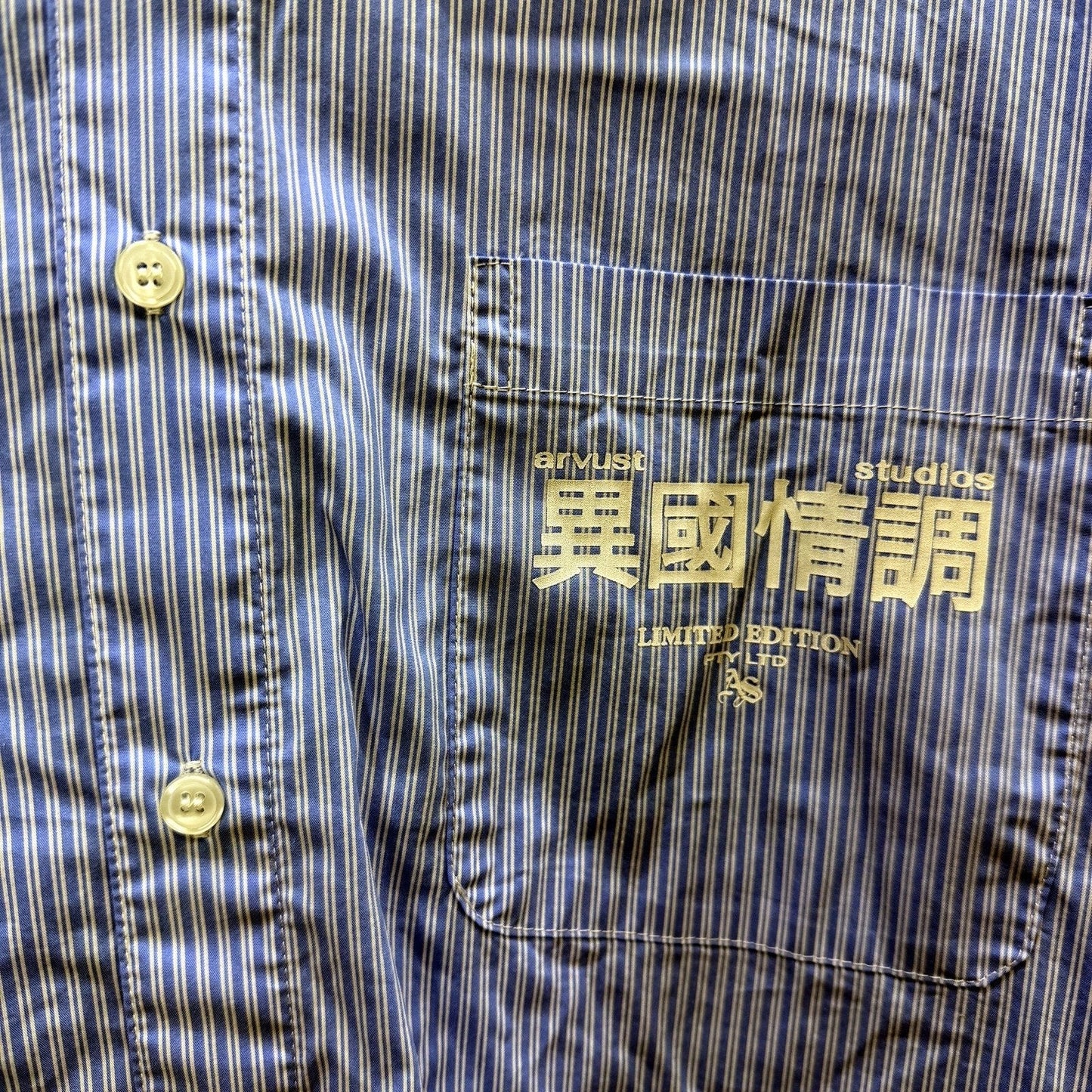 Arvust Studios Mens Button-Down Striped Shirt, Blue & White, XL Size NEW