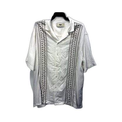 Arvust Mens Button-Down Shirt Embroidered Patterns Casual Formal White NEW