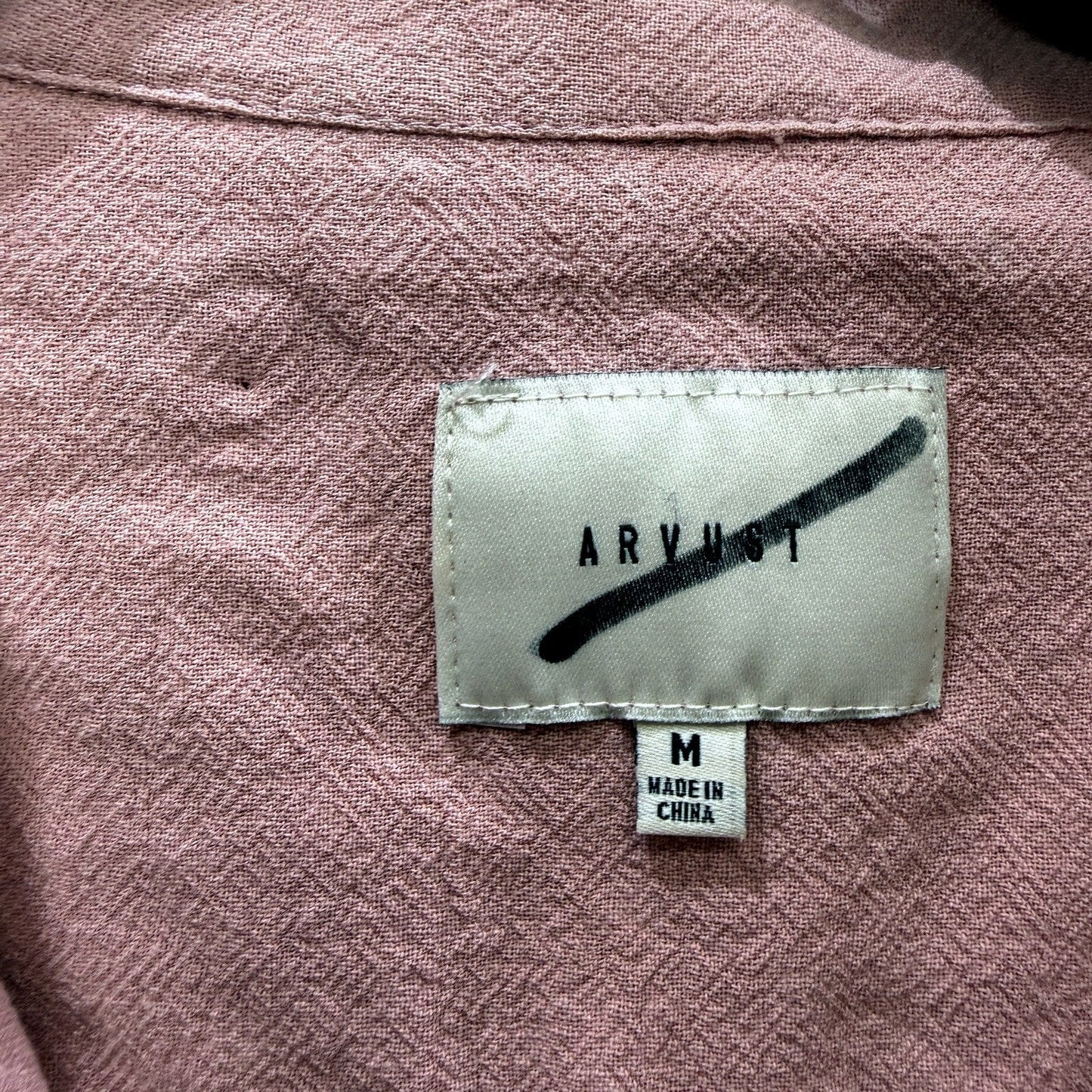 Arvust Mens Casual Button-Down Shirt, Short Sleeve, Dusty Rose, Size M NEW