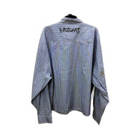 Insight Mens Blue and White Striped Button-Down Cotton Shirt, Size XXL