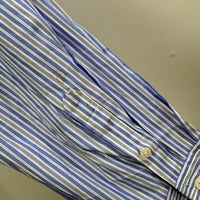 Insight Mens Blue and White Striped Button-Down Cotton Shirt, Size XXL