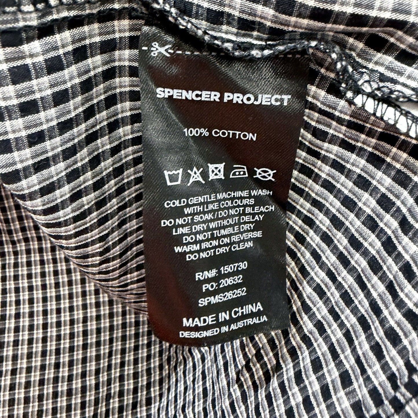 Spencer Project Mens Duel Zipped Cotton Shirt in Black and White, Size 5 NEW