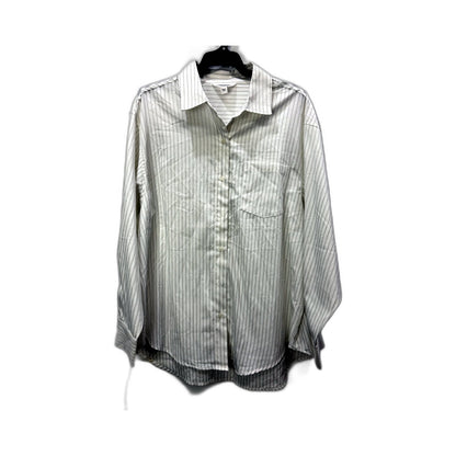 Subtitled Womens Button-Down Shirt White with Black Pinstripes Size M/L NEW
