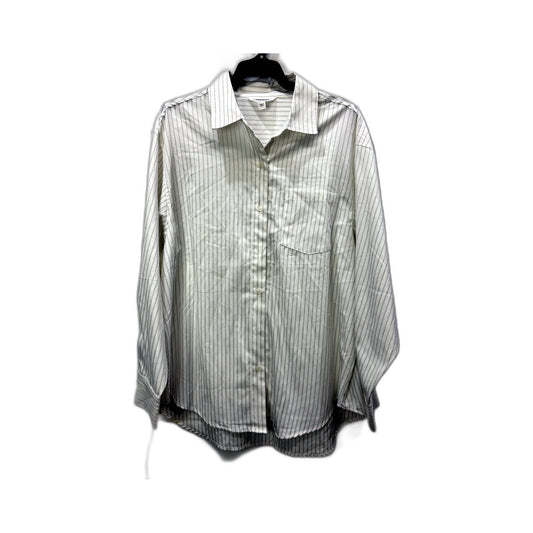 Subtitled Womens Button-Down Shirt White with Black Pinstripes Size M/L NEW