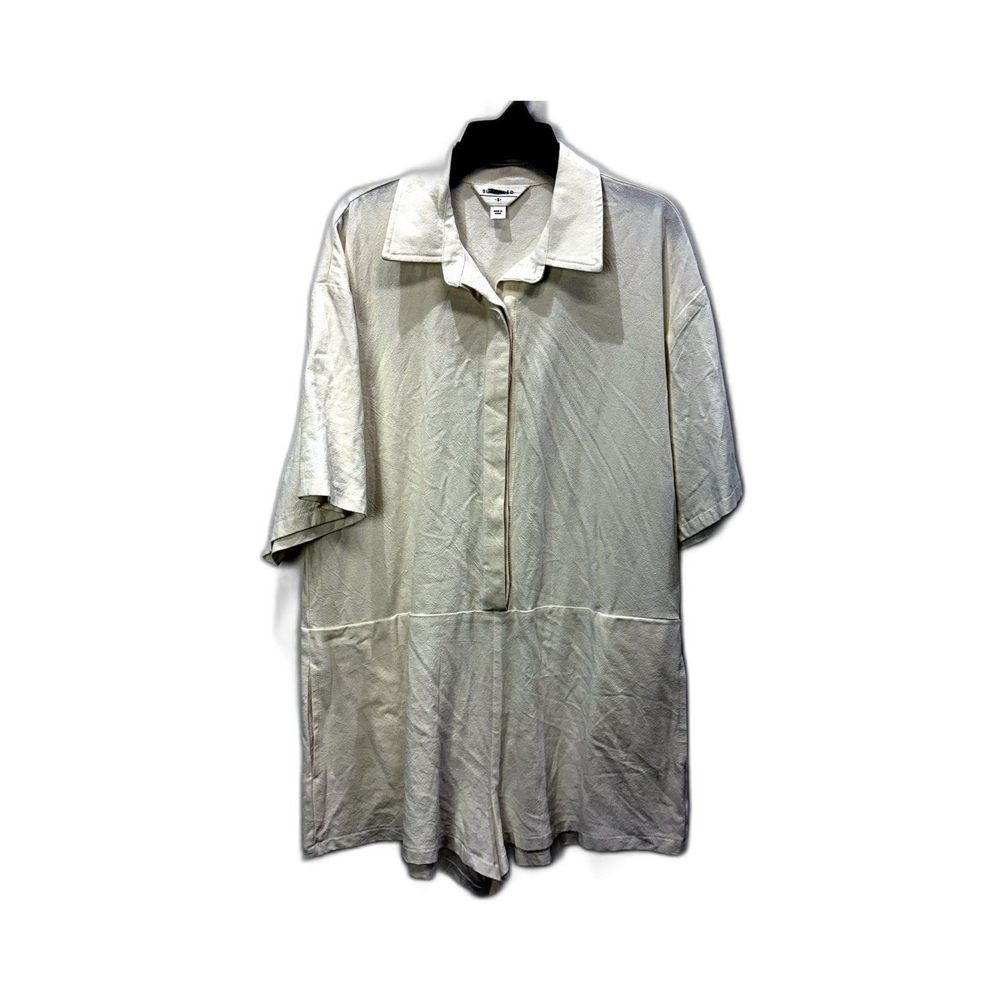 Subtitled Womens Linen Playsuit White Lightweight Casual One-Piece Size S NEW