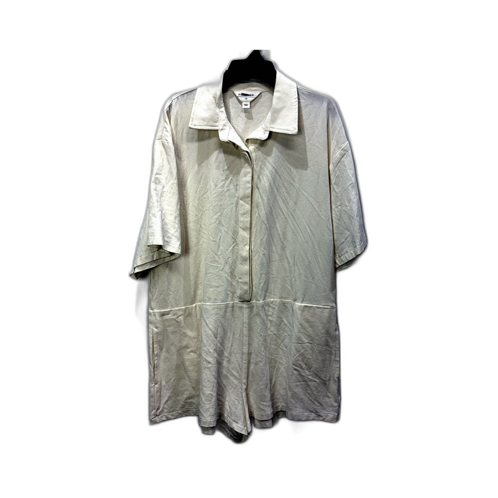 Subtitled Womens Linen Playsuit White Lightweight Casual One-Piece Size S NEW