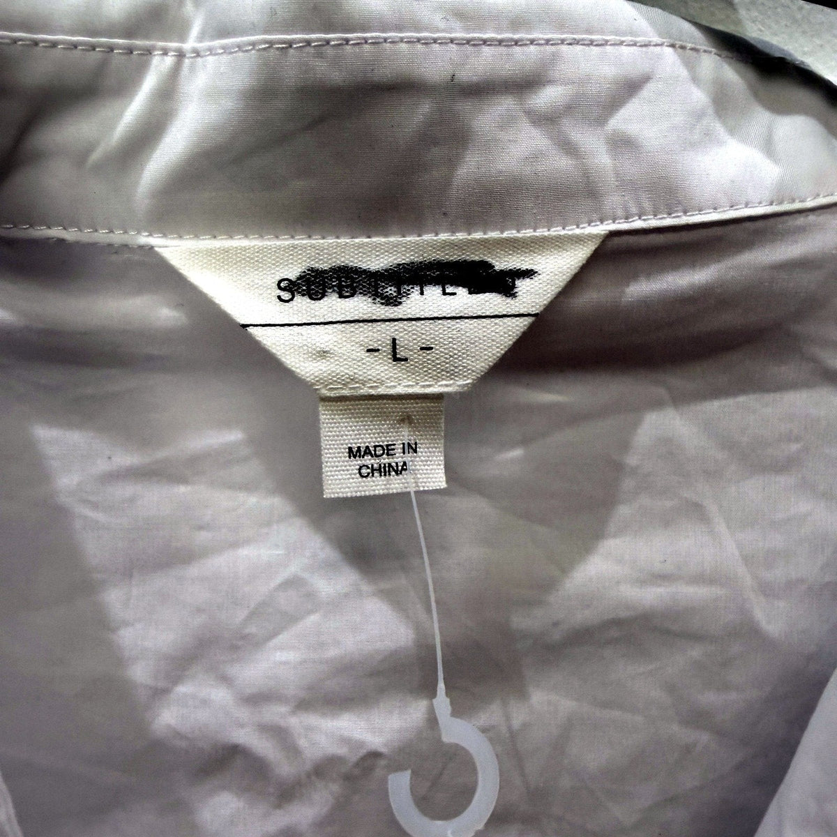 Subtitled Womens Stretchy Waist LS Shirt White Lightweight Nylon Size L NEW