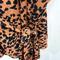City Chic Womens Leopard Print Ruffle Wrap Dress in S NEW
