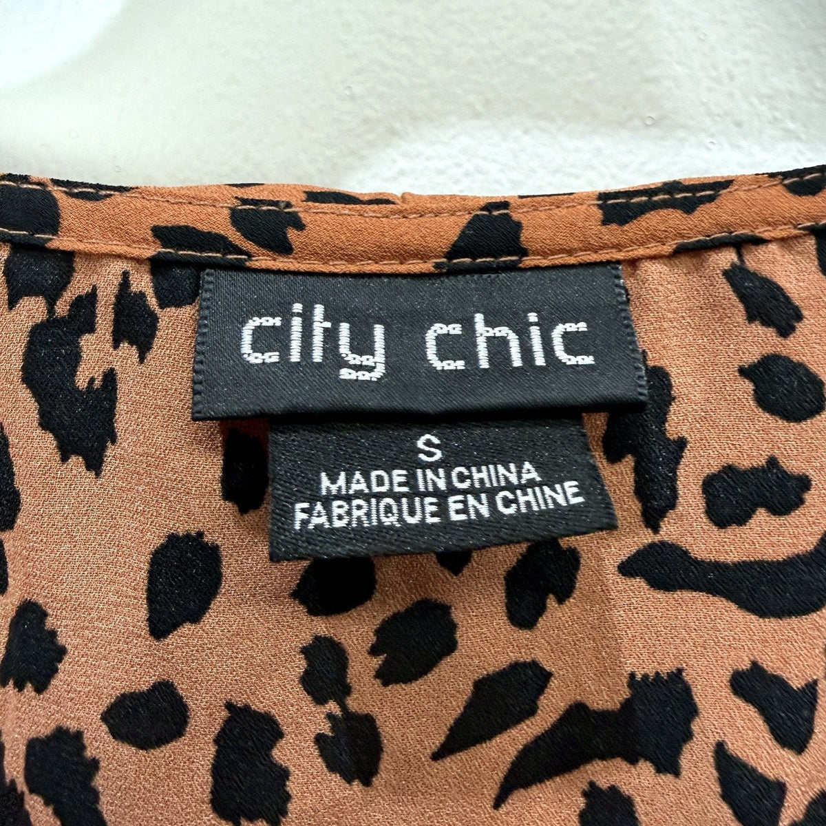 City Chic Womens Leopard Print Ruffle Wrap Dress in S NEW
