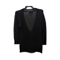 Christopher Ari Womens Pullover Sweater Ruffle Trim Linen Blend Black Size L