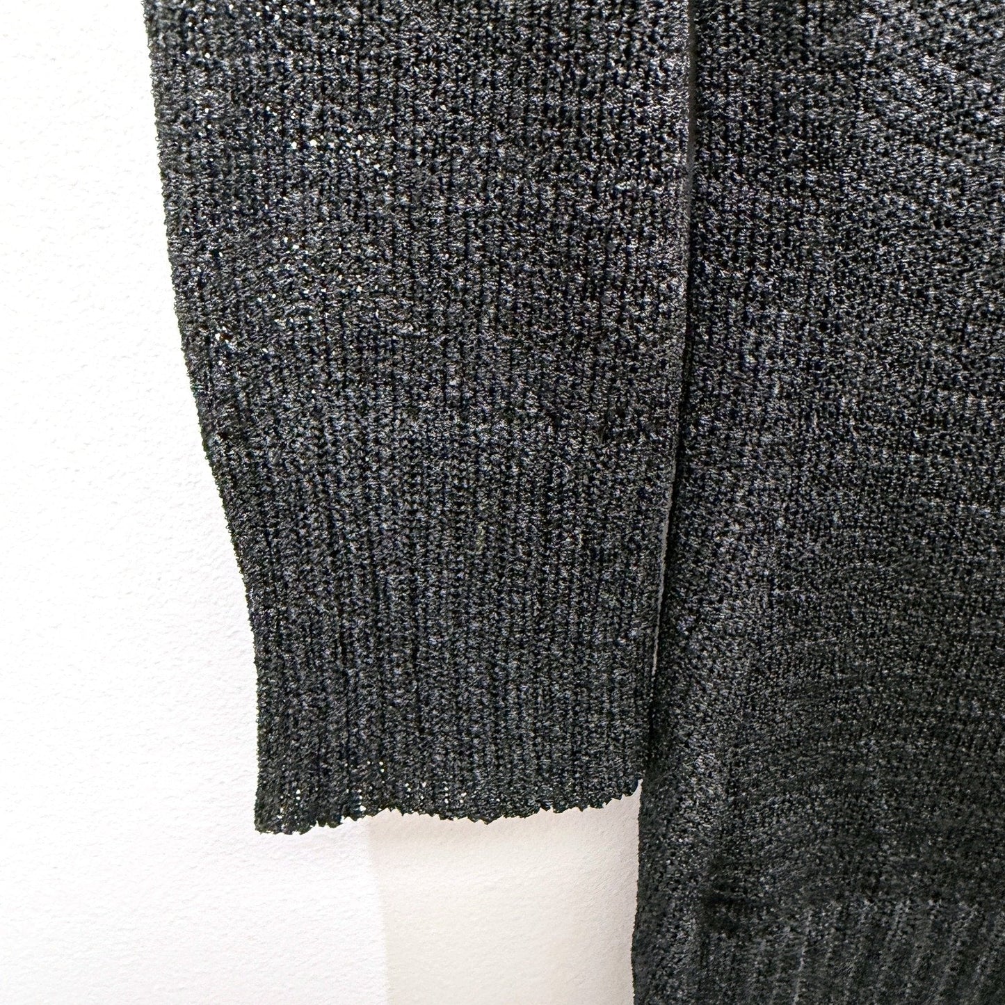 Christopher Ari Womens Pullover Sweater Ruffle Trim Linen Blend Black Size L