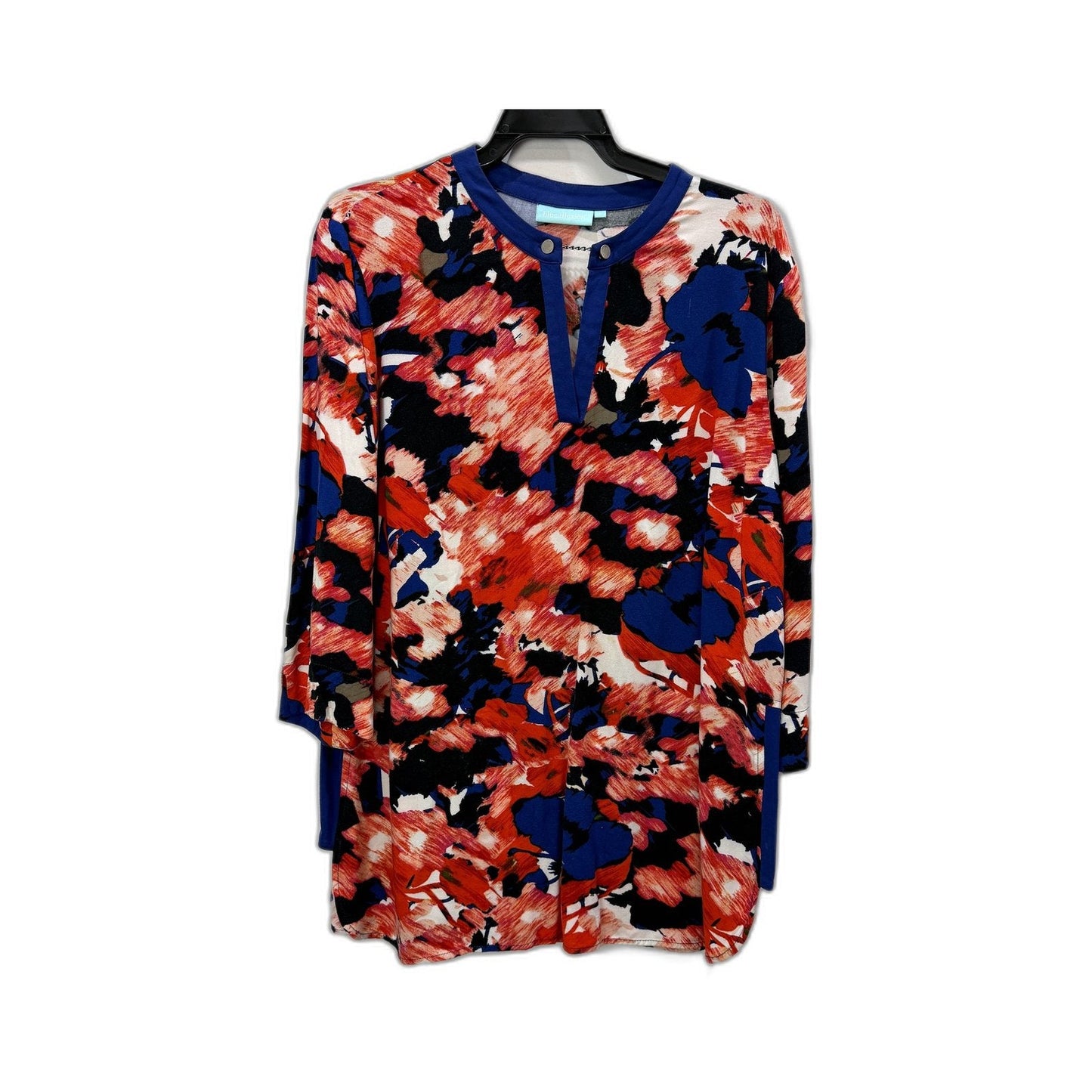 Multi Color Illusion Womens Floral Pullover Blouse Long Sleeve Viscose Top Size