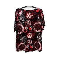 Noni B Womens Pullover Top Abstract Print Short Sleeve V-Neck Multi Color Size