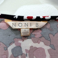 Noni B Womens Pullover Top Abstract Print Short Sleeve V-Neck Multi Color Size