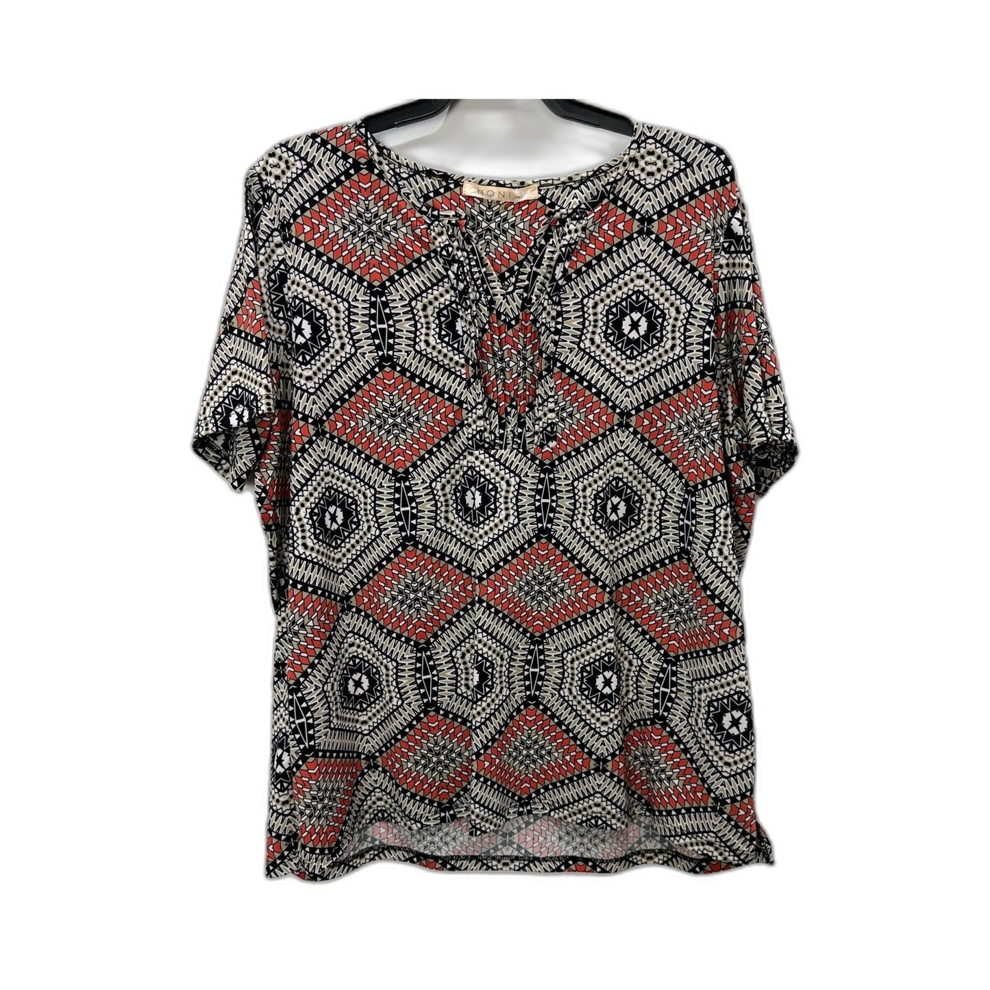 Noni B Womens Geometric Print Pullover Blouse Multi Color Size XL