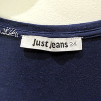 Just Jeans Womens Pullover T-Shirt Navy Blue Stretchy Viscose Elastane Size 24
