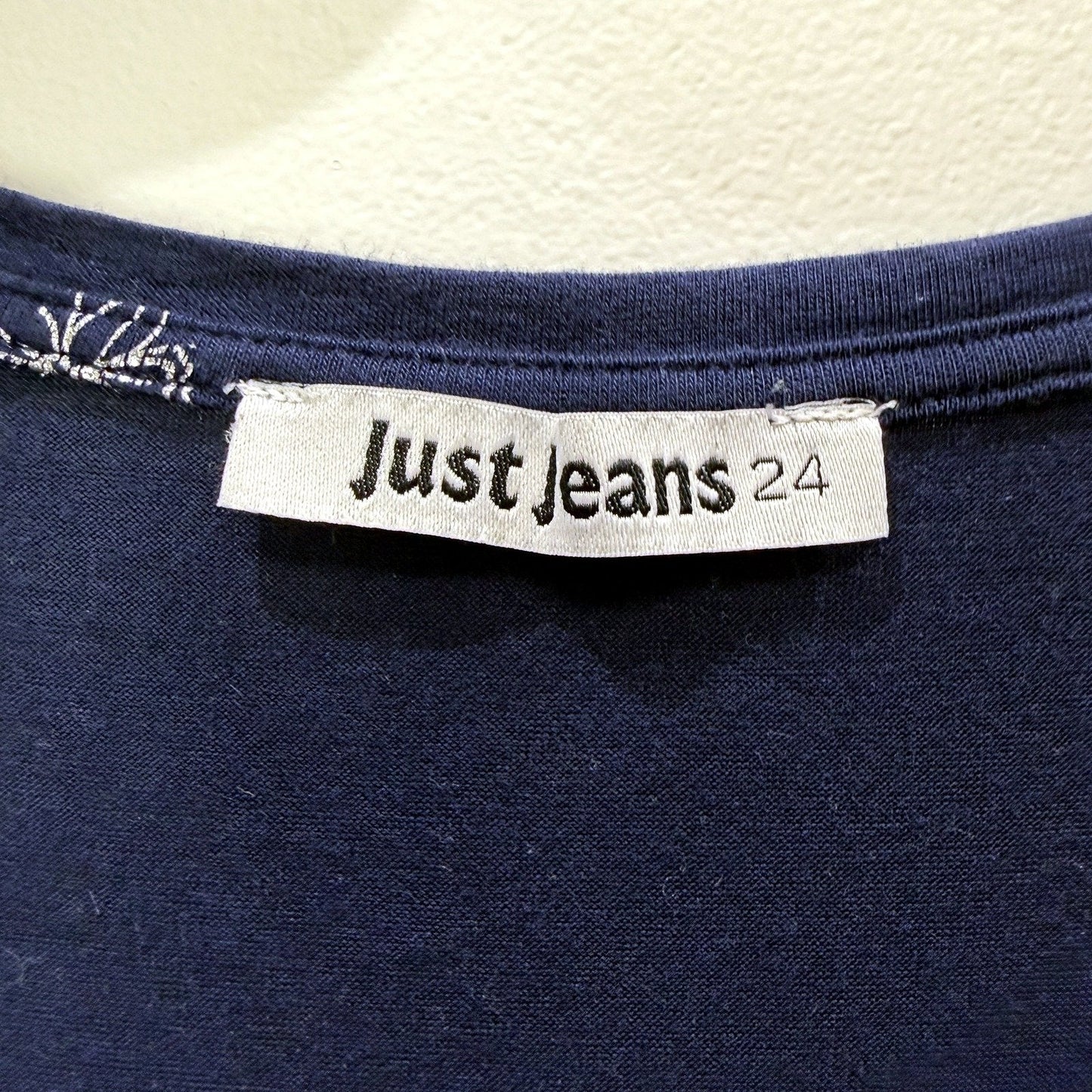 Just Jeans Womens Pullover T-Shirt Navy Blue Stretchy Viscose Elastane Size 24