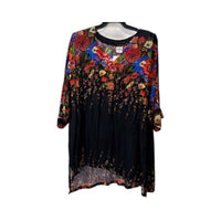 Kobomo Womens Floral Print Tunic Dress Casual Boho Multi Color Size S/M NEW