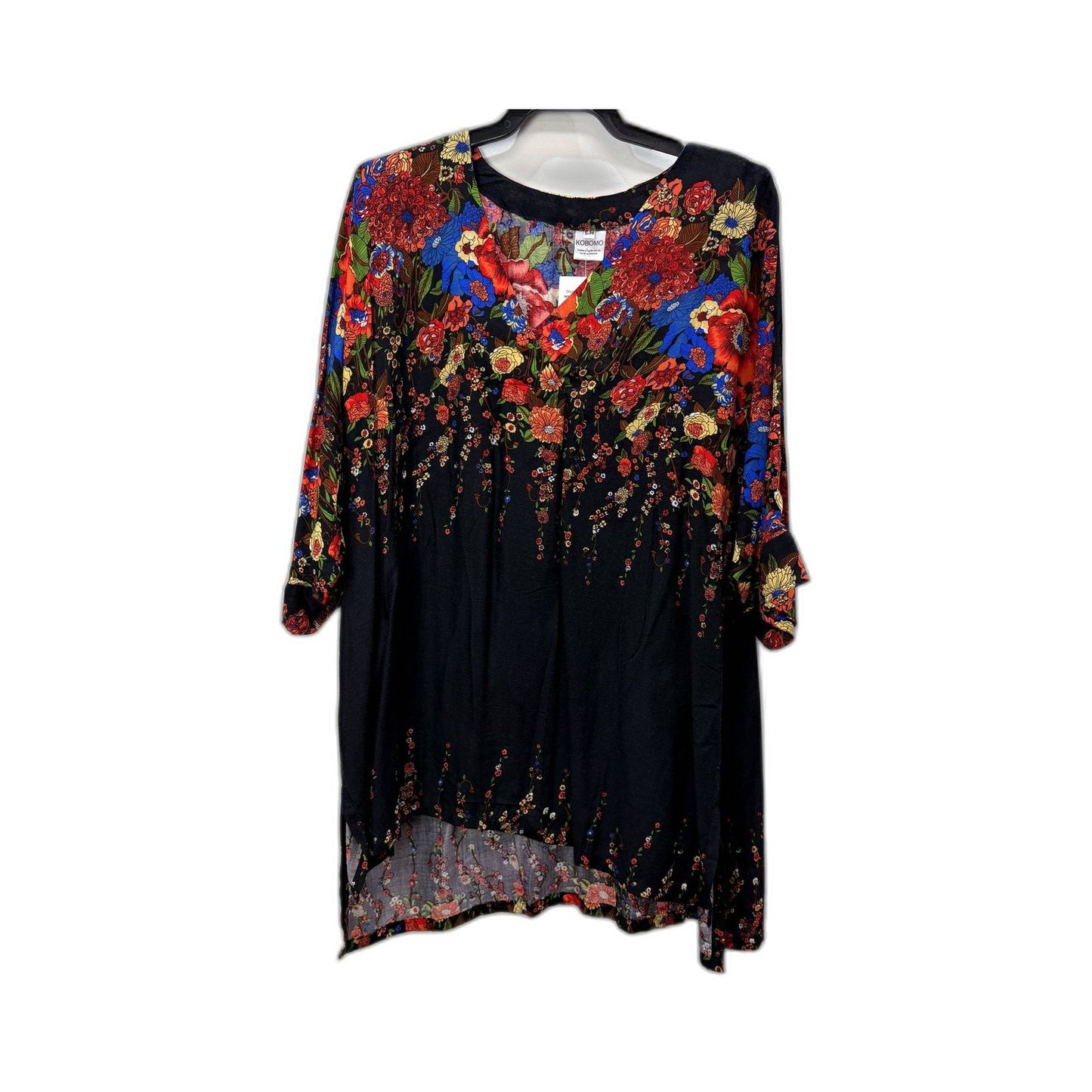 Kobomo Womens Floral Print Tunic Dress Casual Boho Multi Color Size S/M NEW