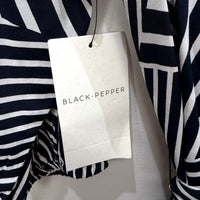 Black Pepper Womens Striped Midi Dress in and White, Size 16 NEW