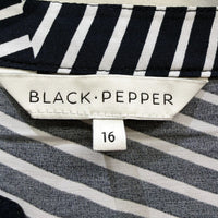 Black Pepper Womens Striped Midi Dress in and White, Size 16 NEW