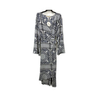 Sweet Lemon Womens Paisley Print Maxi Dress Floral Boho Blue and White Size NEW