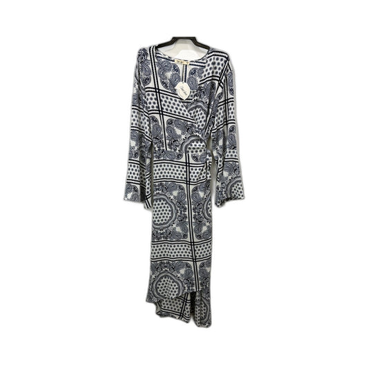 Sweet Lemon Womens Paisley Print Maxi Dress Floral Boho Blue and White Size NEW
