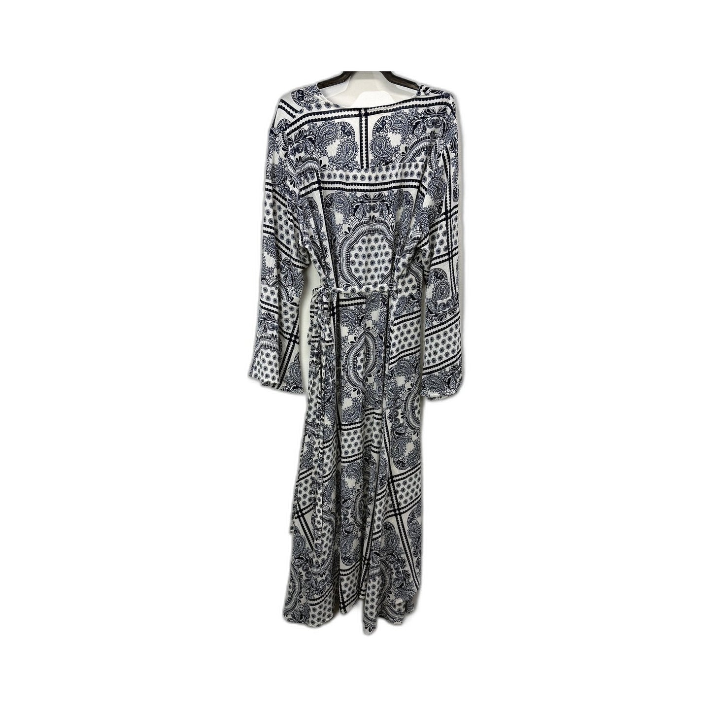 Sweet Lemon Womens Paisley Print Maxi Dress Floral Boho Blue and White Size NEW