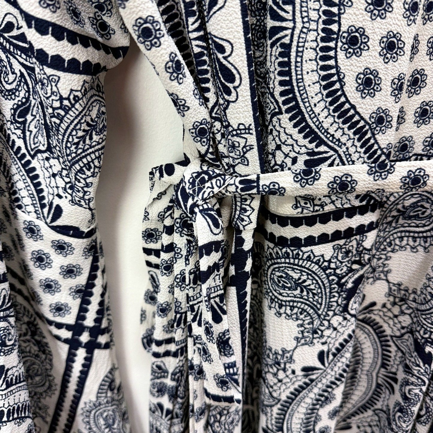 Sweet Lemon Womens Paisley Print Maxi Dress Floral Boho Blue and White Size NEW