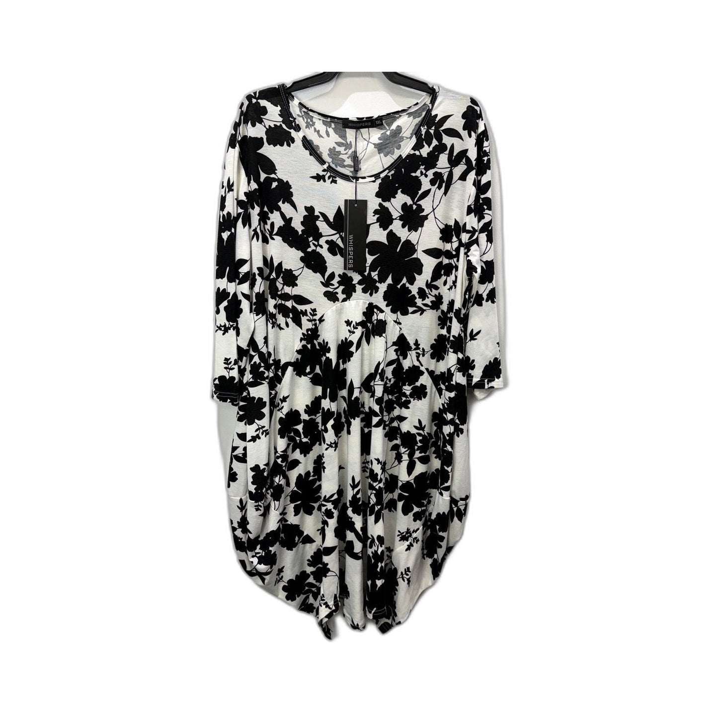 Whispers Womens Floral Print Dress Casual Feminine Lightweight Black and NEW