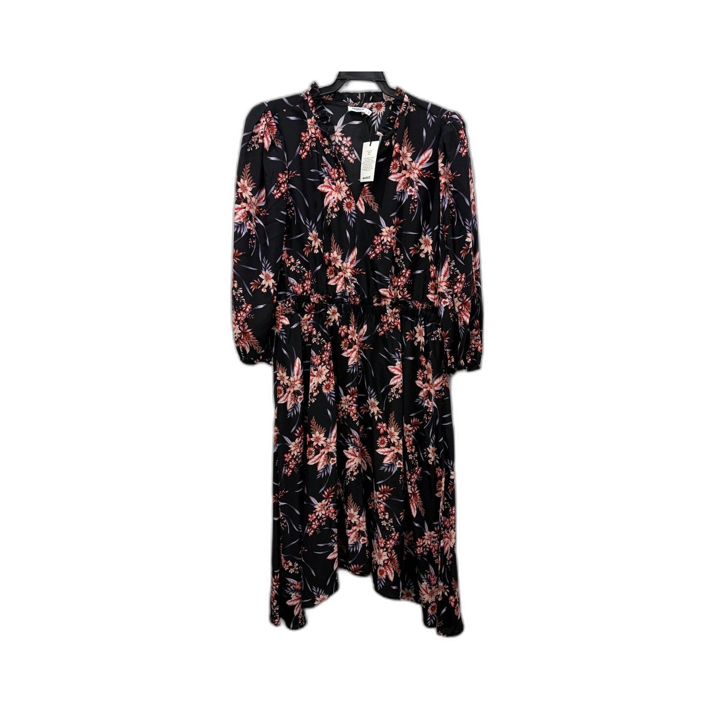 Marcs Womens Bouquet-Hearted Silk Dress in Black Multi, Size 12 NEW