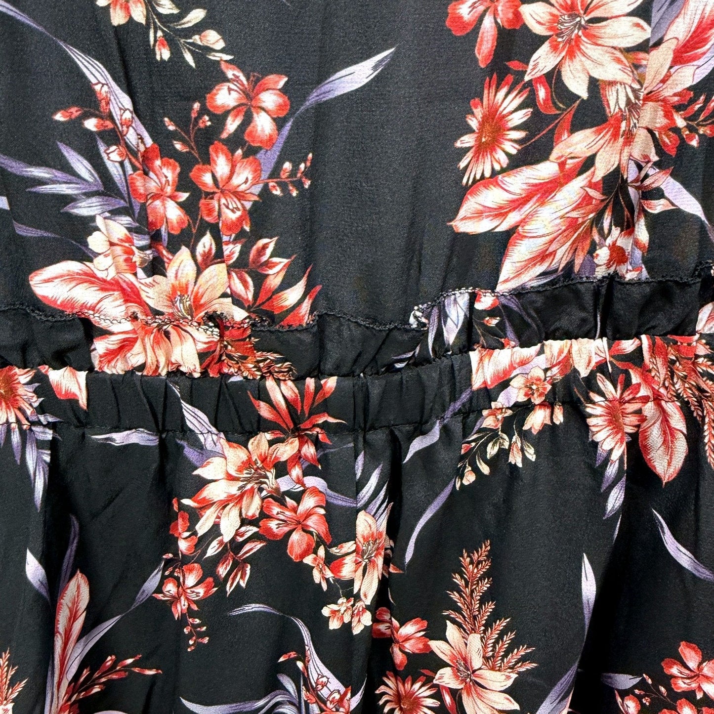 Marcs Womens Bouquet-Hearted Silk Dress in Black Multi, Size 12 NEW