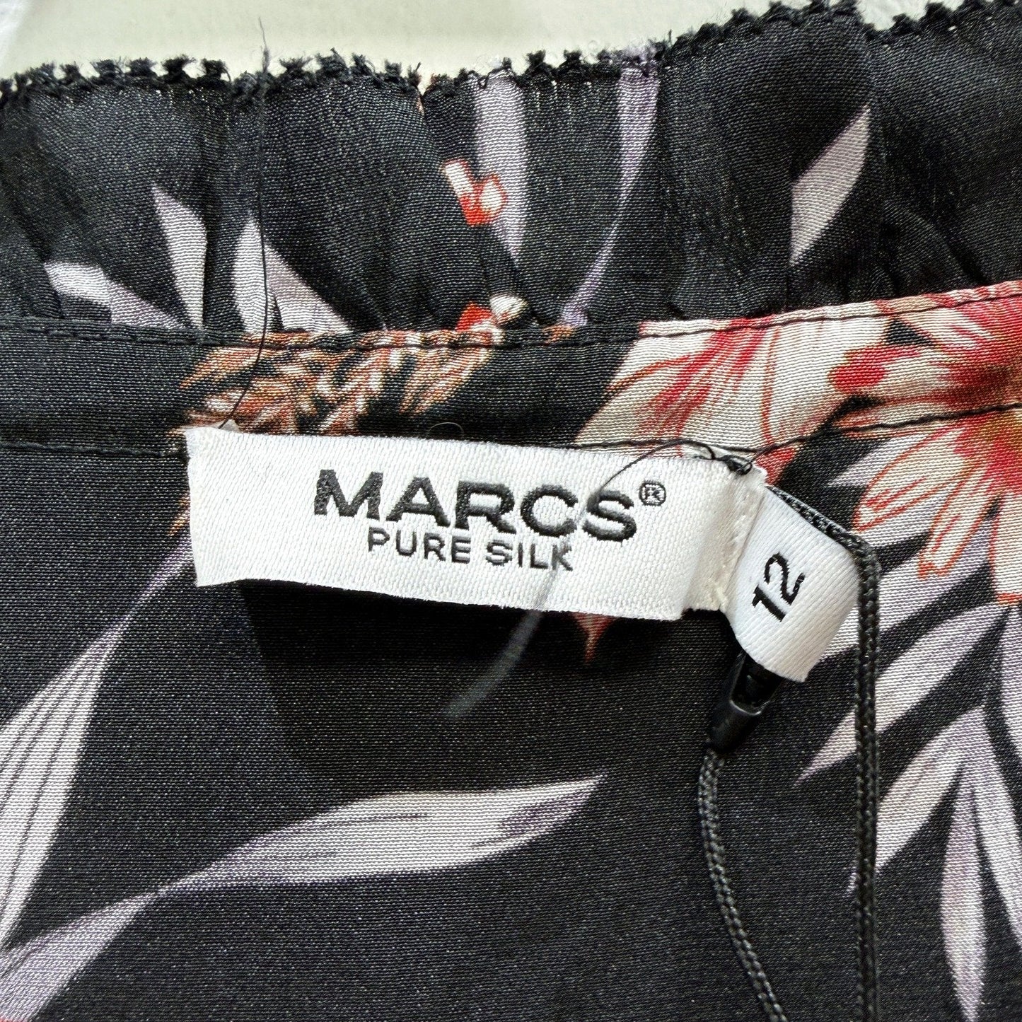 Marcs Womens Bouquet-Hearted Silk Dress in Black Multi, Size 12 NEW