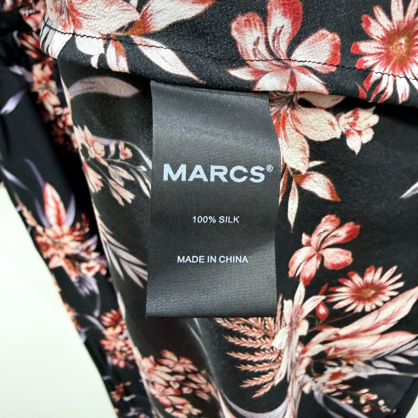 Marcs Womens Bouquet-Hearted Silk Dress in Black Multi, Size 12 NEW