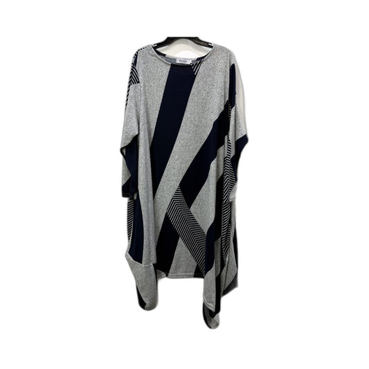 Peony Womens Oversized Pullover Sweater Geometric Pattern Gray Black Size XL