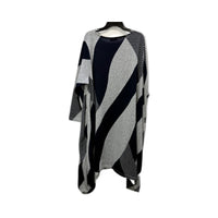 Peony Womens Oversized Pullover Sweater Geometric Pattern Gray Black Size XL