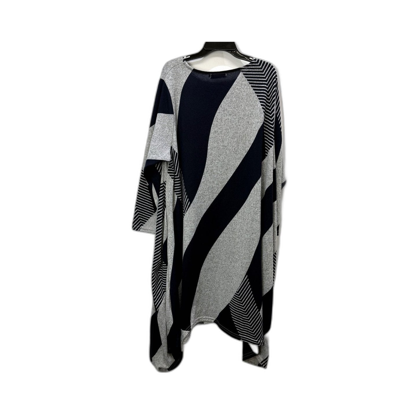 Peony Womens Oversized Pullover Sweater Geometric Pattern Gray Black Size XL