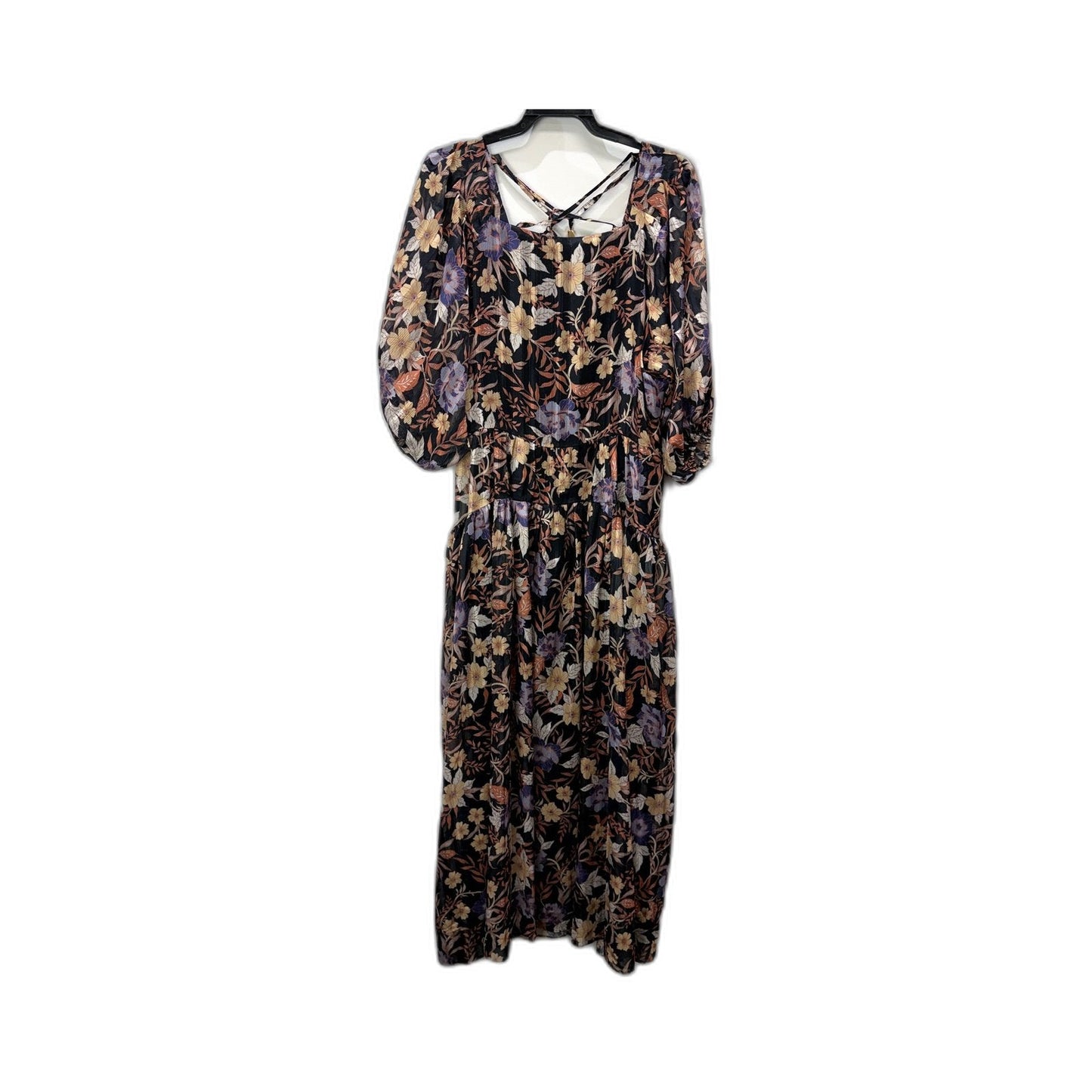Three of Something Womens Floral Print Midi Dress Casual Feminine Size XL NEW