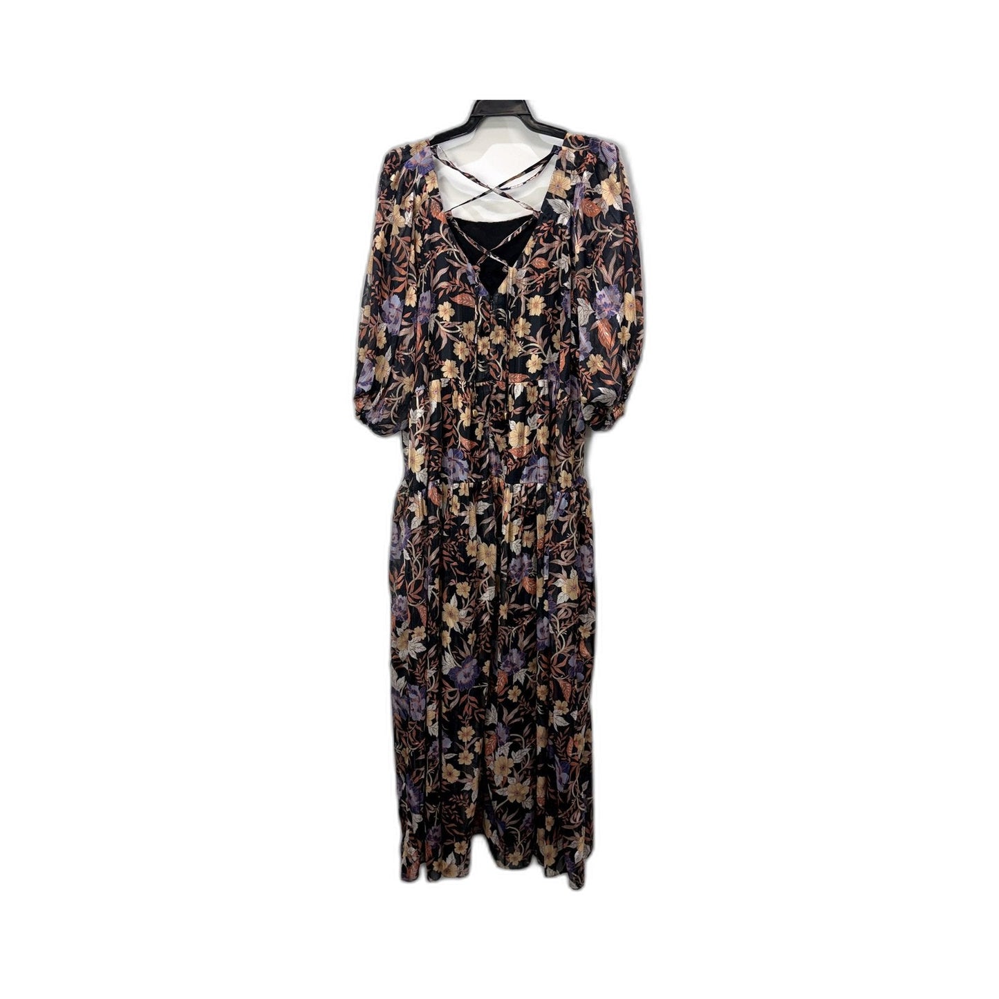 Three of Something Womens Floral Print Midi Dress Casual Feminine Size XL NEW
