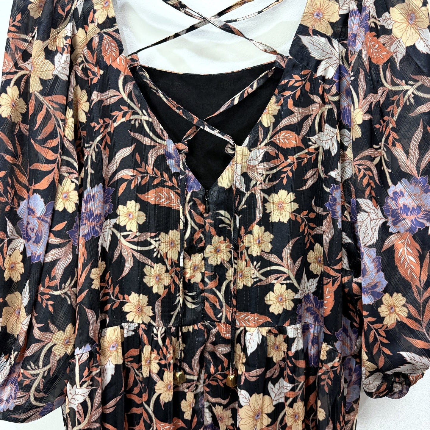 Three of Something Womens Floral Print Midi Dress Casual Feminine Size XL NEW