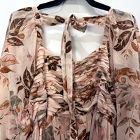 Three of Something Womens Floral Print Maxi Dress Ruched Balloon Sleeve XL NEW