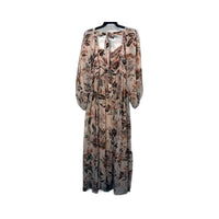 Three of Something Womens Floral Print Maxi Dress Ruched Balloon Sleeve XL NEW